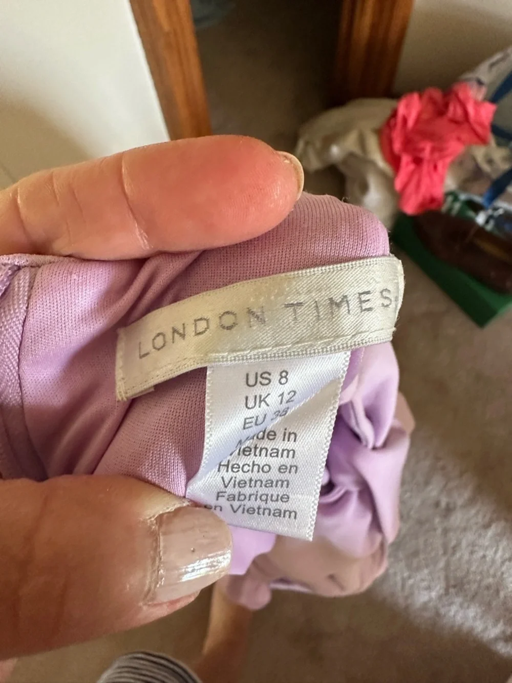 London Times Lilac Bow-Accent Midi Dress - Picture 4 of 4